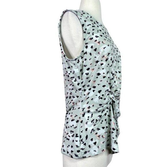 DKNY Cheetah Print Sleeveless Blouse Side Knot LG - Picture 2 of 5